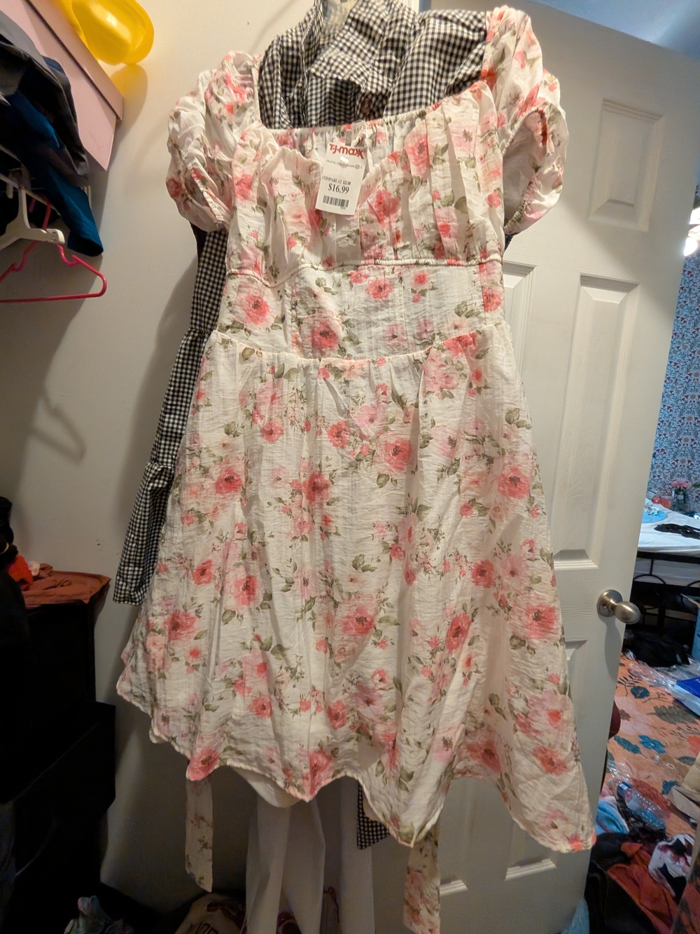 Floral Pink and White Cotton Womens' Dress